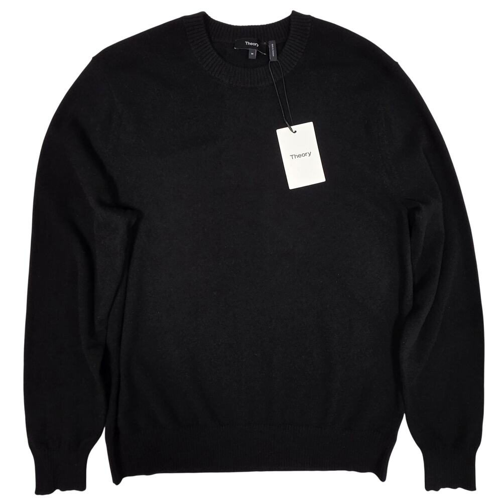 NWT Men's M Theory Black Cashmere Hilles Crew Neck Sweater